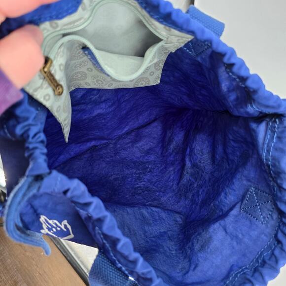 Kipling Antwerp Cartoon Print Nylon Drawstring Backpack Tote Bag Blue White - Picture 7 of 9